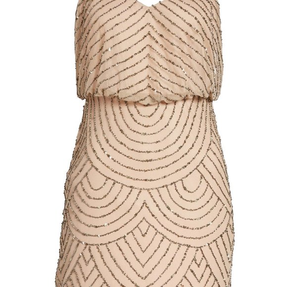 NEW Adrianna Papell Sequin Blouson‎ Dress Taupe 20W - Picture 16 of 16